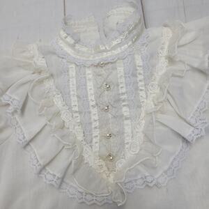 Gunne Sax Jeunes Filles cream ruffle cottagecore boho top blouse lace
